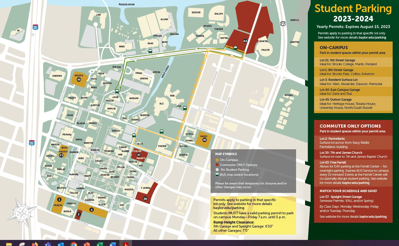 Parking Map Department of Public Safety Baylor University